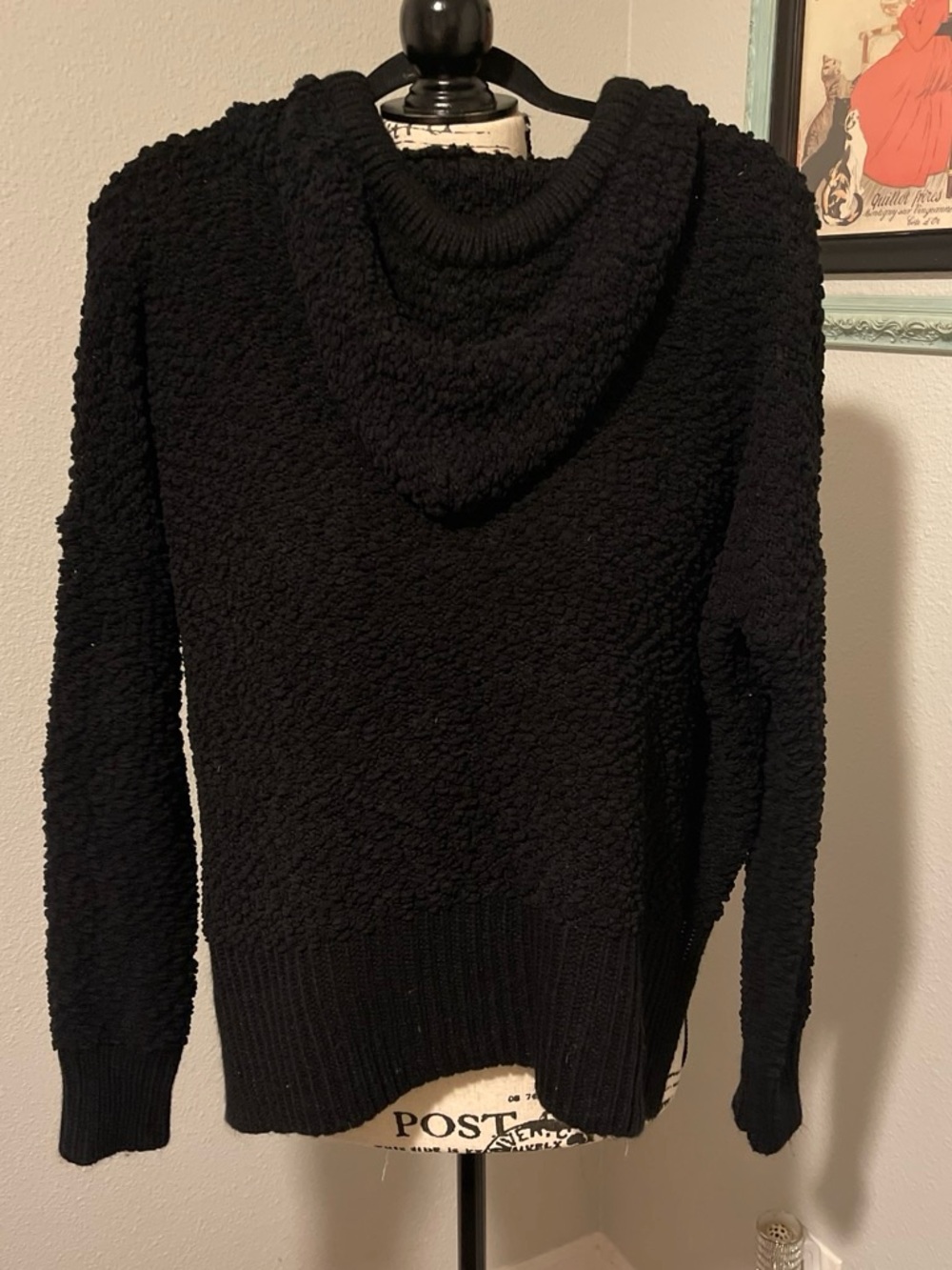 POL Black Popcorn Knit Hooded Sweater - Picture 3 of 5